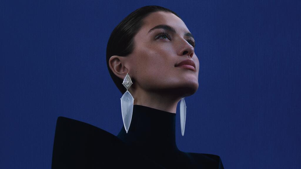 “Iceberg” earrings with rock crystal and diamonds set in 18-karat white gold Iceberg Earrings